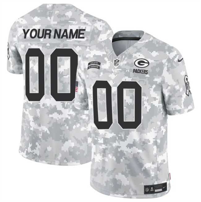 Men%27s Green Bay Packers Active Player Custom 2024 F.U.S.E Arctic Camo Salute To Service Limited Stitched Football Jersey